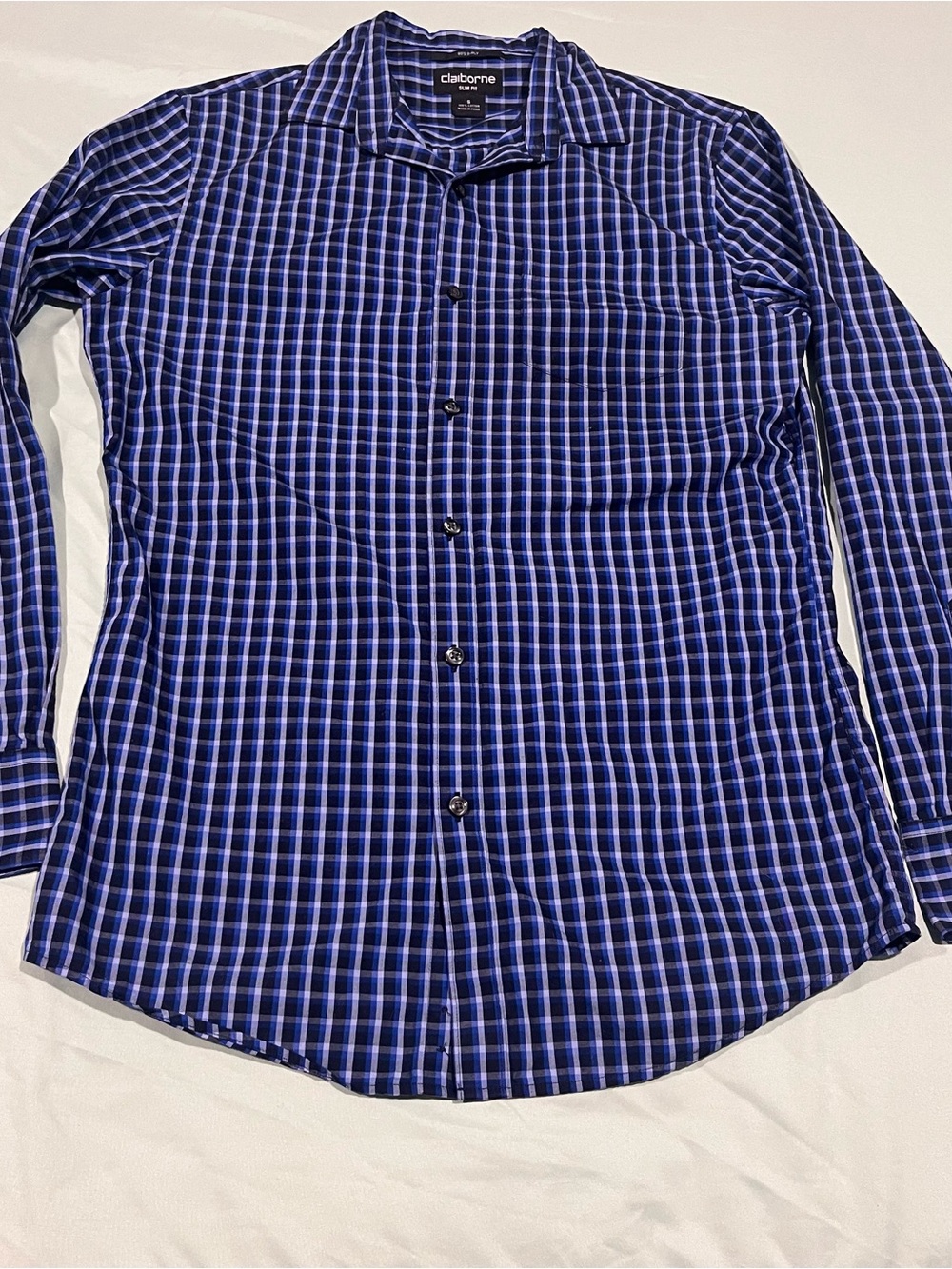 Claiborne 80s-2ply slim fit plaid top, Sm